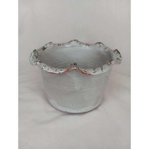 Owens Pottery Apple Cooking Bowl Gray Green Stamped Seagrove NC - Picture 4 of 8